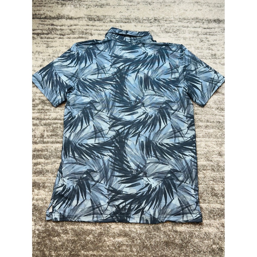 Travis Matthew Polo Shirt Mens L Blue Palm Leaf Tropical Print Performance Golf - Picture 6 of 7